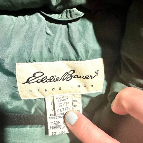 Eddie Bauer: Women’s Vintage Goose Down Deep Green Puffer Vest, Small Petite - Picture 2 of 7